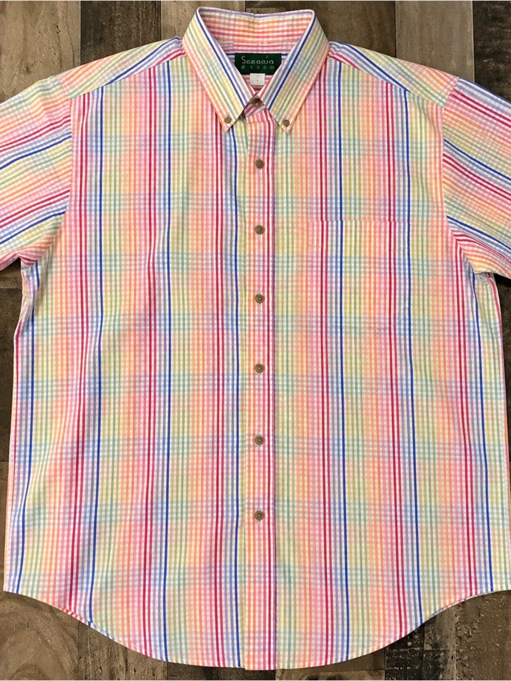 Scandia Woods Men’s Pastel Multi-Stripe Button-Down Shirt - Short Sleeve